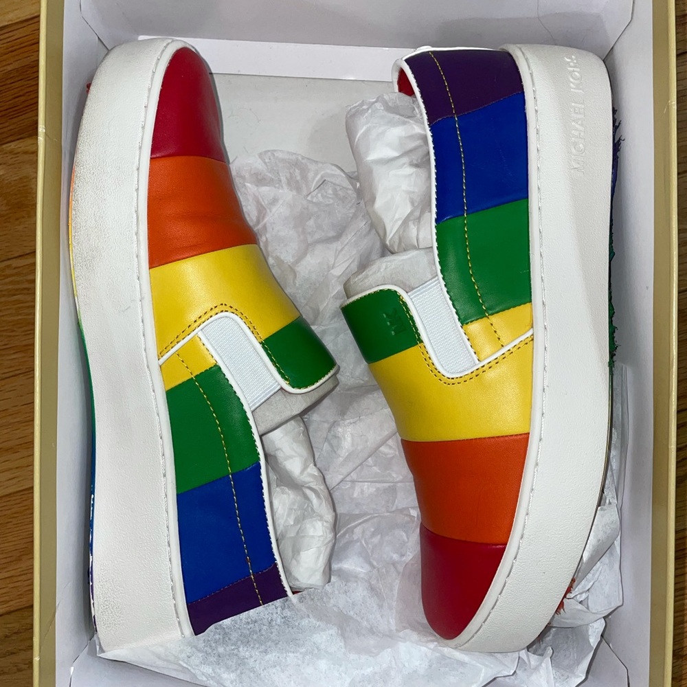 Michael Kors Dylan Slip on Rainbow Shoe w box - Picture 5 of 6
